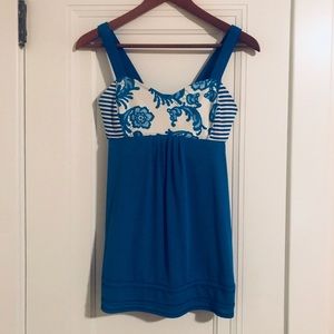 Lululemon Blue Floral and striped tank